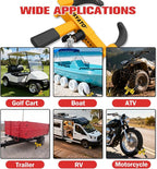2Pcs Universal Heavy Duty Wheel Lock-Anti Theft Trailer Lock & Car Boot, Adjustable Security Tire 11.4" for Trailers, Cars, Golf Cart, ATV, SUV, RV, Boat, Camper, Motorcycle,6 Keys,Yellow+Black