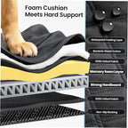 2.0 Hard Bottom Back Seat Extender for Heavy-Duty Dogs, Dog Car Seat Cover with Cushion Sponge, Waterproof Dog Hammock with Mesh Window for Car, Universal Fits for SUV/Small Truck, L, Black