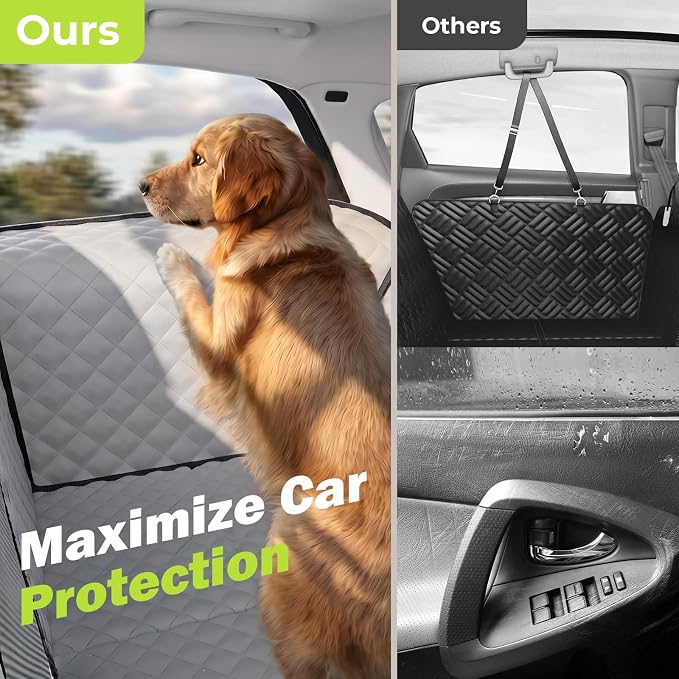 Dog Car Seat Cover for Back Seat 53.54 * 23.62 in, Car Window Fixing for Maximum Car Protection, Leather Fabric Back Seat Extender for Dogs, Waterproof & Scratch-Resistant, Support to 330 lbs