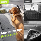Back Seat Extender for Dogs 56.29 * 28.74 in, Car Window Fixing for Maximum Car Protection, Leather Fabric Dog Car Seat Cover for Back Seat, Waterproof, Scratch-Resistant, Support to 330 lbs