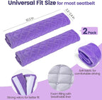 Soft Auto Seat Belt Cover Seatbelt Shoulder Pad Cushions 2 PCS Universal Fit for All Cars and Backpack for a More Comfortable Driving Violet