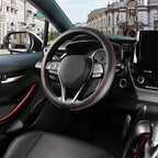 Steering Wheel Cover 14.5-15 inch (37-39 cm) Medium Size, Microfiber Leather, Non-Slip Comfortable Grip, Fits Cars Trucks SUVs, Black and Red
