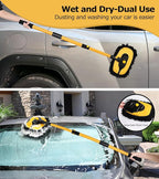 47.64" Car Wash Brush Mop Kit Mitt Sponge with Long Handle Car Cleaning Supplies Kit Tools Car Washing Duster Exterior Scratch Free, Chenille Replacement Head Extension Pole