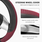 Sun Walker Steering Wheel Cover, 15 inch Breathable Steering Wheel Protector with Anti-Slip Lining, Comfortable Wheel Wrap Cover for Most Vehicles, Universal Car Accessories (Red)
