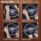 Wood Grain Microfiber Leather Steering Wheel Cover, Universal Fit for 14 1/2-15 inch Gray Steering Wheel, Anti-Slip Veins Design,Cars, Suvs,Minivans, Sedans (Gray)