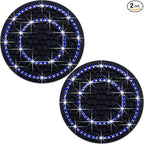 2PCS Bling Crystal Rhinestone Cup Holder Coaster, 2.75 inch Soft Silicone Anti-Slip Shockproof, Car Cup Holder Insert Coasters, Universal Car Interior Accessories for Women (Black & Blue)