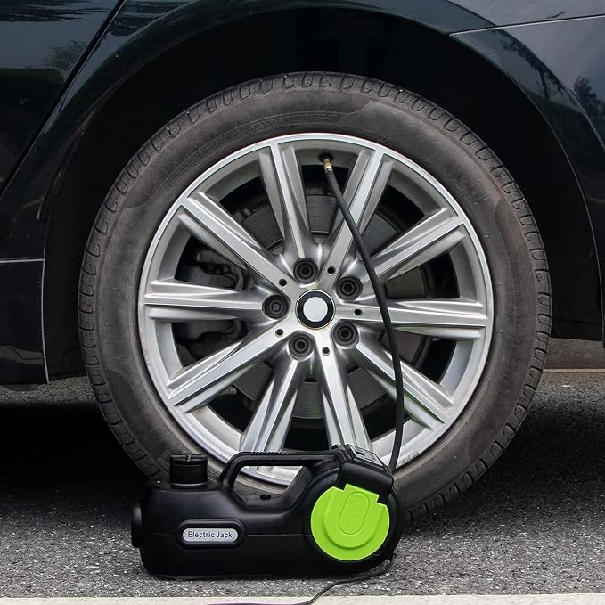 Electric Car Jack Kit 5Ton 12V Hydraulic (Lifting Range: 6.1-20.86 inch) with Impact Wrench & Inflator for Car SUV Sedan MPV with LCD & Tire Pressure Display