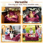 Dog Car Seat for Medium/Large Dogs up to 60 lbs, Memory Foam Dog Booster Seat with Thick Cushion, Pet Car Seat for Back with Detachable Washable Cover, Storage Pockets for SUV, Pick Up, Trunk, Red