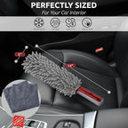 Car Duster Interior, 360° Microfiber Fingers, Lint & Scratch Free | Unbreakable Comfort Handle Duster, Includes Microfiber Towel, Lint-Free & Safe for Car & Home Interior, Gray