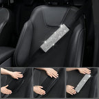 11 PCS Bling Diamond Car Accessories for Women, Sparkly Rhinestone Steering Wheel Cover, Bling Seat Belt Cushion, Glitter Shift Knob Cover, Car Cup Holder Coaster, Cute Interior Sets Silver