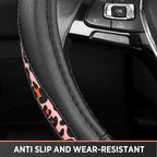 Steering Wheel Cover - Flat Bottom Wheel Cover Made with PVC Leather and Pink Leopard Fabric - Universal Fit for 15-Inch D-Shaped Automotive Steering Wheels (Pink Leopard)