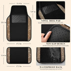 Bling Diamond Car Floor Mats, Shining Rhinestone Carpet Sparkly Glitter Crystal with Anti-Slip PVC Heel Pad Waterproof Universal Fit Automotive SUV,Sedan,Van,Cute Girl Women,4pcs Golden