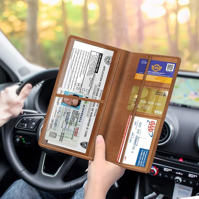 Car Registration and Insurance Card Holder, Vehicle Glove Box Card Organizer Wallet Automobile Accessories for License