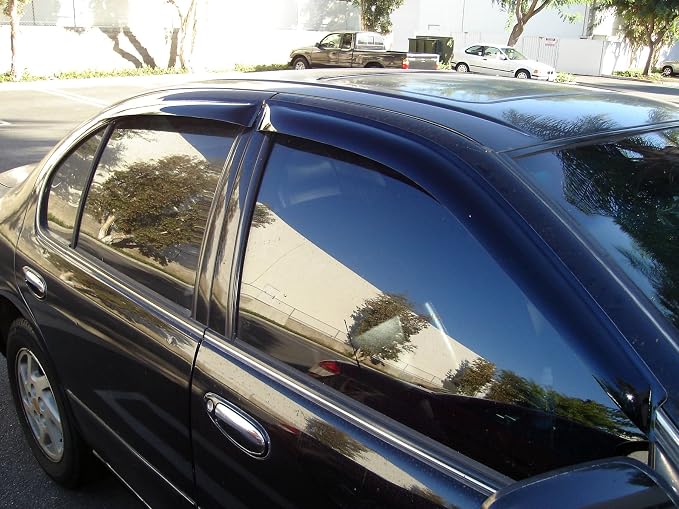 WD2-653 Dark Smoke 4 Pcs Set Window Visor (Outside Mount) Deflector Rain Guard Compatible with 2011-2017 Nissan Quest