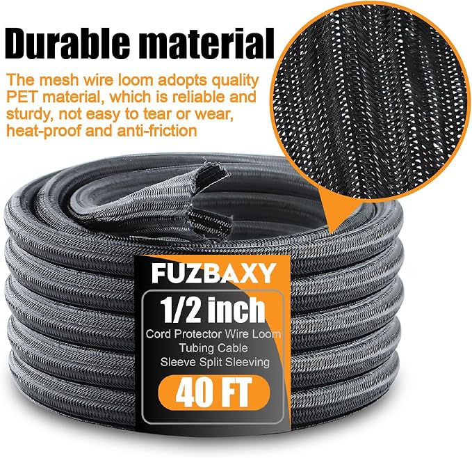 40FT 0 Gauge Wire Copper Clad Aluminum,1/0 Battery Cable Wire,Lugs Terminal Connectors,Heat Shrink Tubing,40FT 1/2 PET Expandable Braided Sleeving,Cable Sleeve
