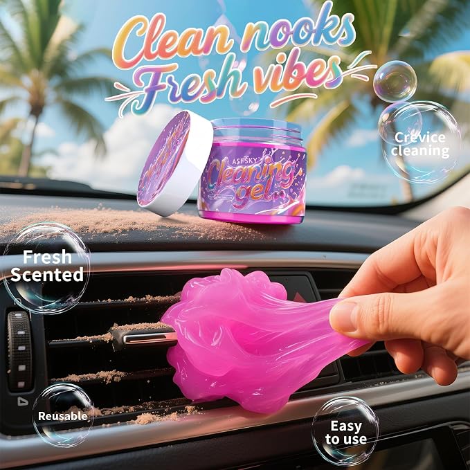 Car Cleaning Gel (Purple,Grape) Dust Cleaning Putty Universal Car Interior Cleaner Keyboard Dust Remover Car Slime Gifts for Men Women girl（1 pack）