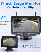 1080P HD 7-Inch Wireless Backup Camera: 15-Min Easy Install Plug & Play - Continuous Loop Recording with One-Button Playback Rear View Camera for Truck Pickup Car SUV Parking Safety Towing Assistance