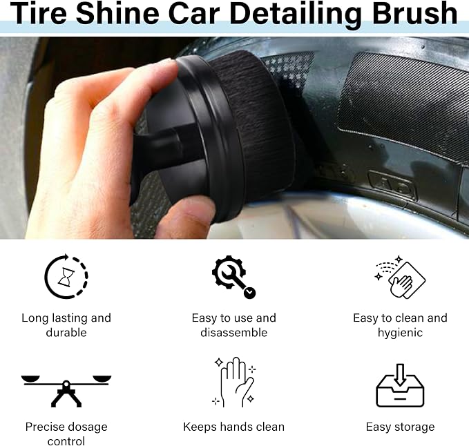 Tire Shine Applicator Brush, Tire Shine Brushes, Tire Dressing Brush Applicator with Seal Cover, Tire Brush for Car Detailing, Tire Gel Applicator, High Density Detail Factory Tire Brush (Yellow)