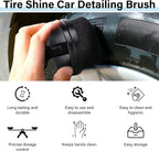 2 PCS Tire Shine Applicator Brush, Tire Shine Brushes, Tire Dressing Brush Applicator with Seal Cover, Tire Brush for Car Detailing, Tire Gel Applicator, High Density Detail Factory Tire Brush (Black)