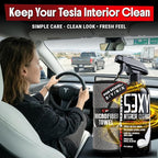 Tesla Interior Cleaner - White Seat & Stain Remover for Model 3, Y, X, S - Safe on Vegan Leather - Removes Dirt, Oils & Light Stains - No Residue - Light Citrus Scent - 16oz Kit