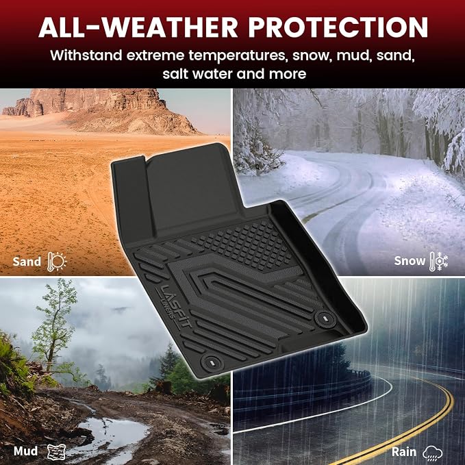 Floor Mats for Hyundai Sonata Gas & Hybrid 2019 2018 2017 2016 2015 & KIA Optima 2016-2020, All Weather TPE Custom Fit Car Accessories Floor Liners 1st & 2nd Row Car Mats, Black