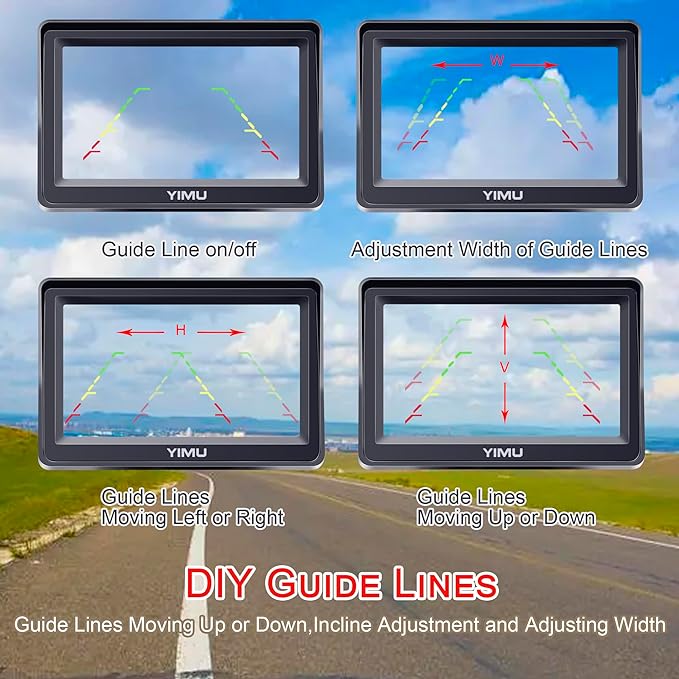 Backup Camera System with License Plate Backup Reverse Camera, Easy Installation, Plug & Play, DIY Guide Lines, 150° Wide Angle, Night Vision, IP69K Waterproof, Optional Dual Bracket K4302