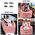 HEGGCOOE Dog Car Seat for Small Medium Dogs, Memory Foam Puppy Dog Booster Seat with Thick Cushion for Dogs Under 35lbs, Detachable Washable Pet Car Seat Travel Bed with Storage Pockets,2 Safety Belts