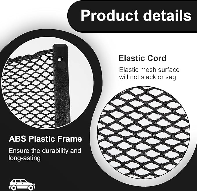 4 Pcs Boat Storage Net Bag, ABS Plastic Car Framed Mesh Net Holder, Phone & Cargo Organizer with Screws for Auto, Rv, Boat, Pontoon, Truck Pocket Storage (12 x 8 Inch)