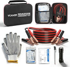 Car Emergency Safety Kit Bag with Jumper Cables, Tire Pressure Gauge, Auto Vehicle Safety Road Side Assistance Kits Essentials,for Women, Men, Teen (Pink)