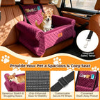 Dog Car Seat for Medium/Large Dogs up to 60 lbs, Memory Foam Dog Booster Seat with Thick Cushion, Pet Car Seat for Back with Detachable Washable Cover, Storage Pockets for SUV, Pick Up, Trunk, Red