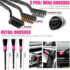 20PCS Car Cleaning Kit, Pink Car Interior Detailing Kit with Drill Brush Set, Windshield Cleaning Tool, Detailing Brushes, Wire Brushes, Cleaning Gel, Complete Cleaning Supplies for Women