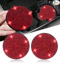 2pcs Bling Car Cup Holder Coaster, 2.75 inch Anti-Slip Shockproof Universal Fashion Car Coasters Insert Bling Crystal Rhinestone Automotive Interior Accessories for Women (2 pcs, Red)