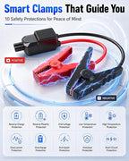 9000A Jump Starter with Air Compressor, 12V Battery Jump Box with Air Pump | Portable Car Battery Jump Starter and 150PSI Tire Inflator with 8000mAh Power Bank, LED Light, Dual LCD Screen and EVA case