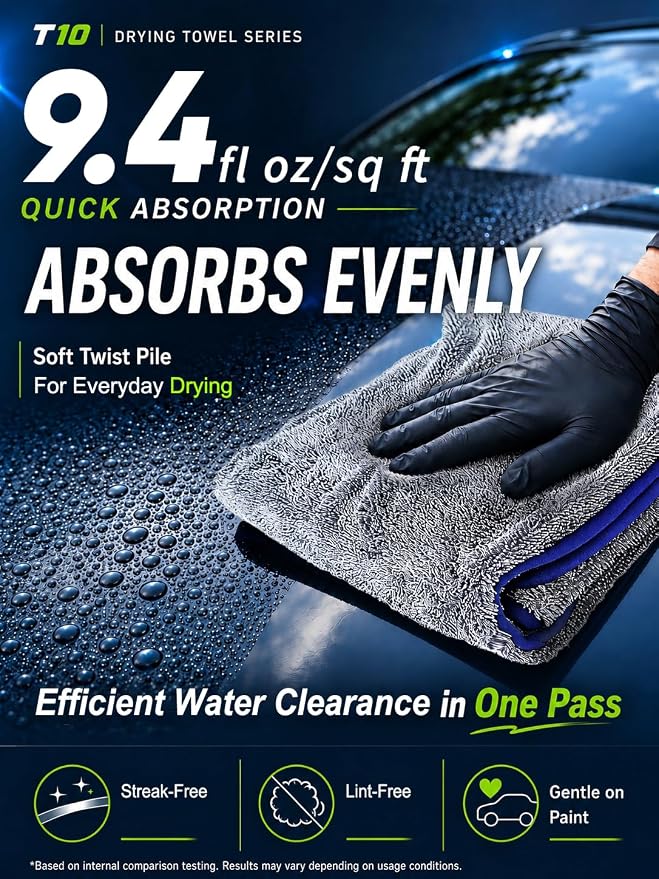 2-Pack Twist Pile Microfiber Towels for Cars XL Gray 29 x 33 in | Auto Detailing, Paint Safe, Ultra Absorbent, Lint-Free, Cars, SUVs & Trucks