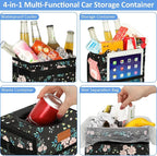 Car Trash Can Bin for Back Seat Leak Proof, Cute Car Trash Bag Hanging, Vehicle Trash Can for SUV Truck Van, Automotive Garbage Cans Front Seat Colorful Floral