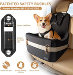 Dog Booster Car Seat for Small/Medium Dogs Up to 35 lbs – Patented Safety System, 5" Memory Foam Pet Car Seat, Fully Detachable and Washable Cover, Front/Back Seat Travel Booster (Black)