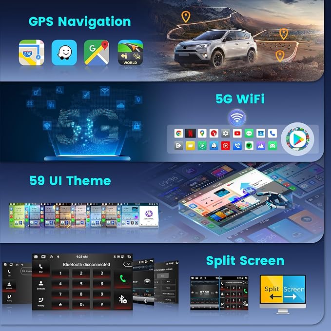 8 Core [4+64G] Android 15 Car Radio for Toyota Corolla EX 2005-2012 Wireless Carplay Android Auto,9'' Touch Screen for Corolla with GPS/5GHz WiFi/EQ/DSP/Bluetooth/FM RDS+Backup Camera