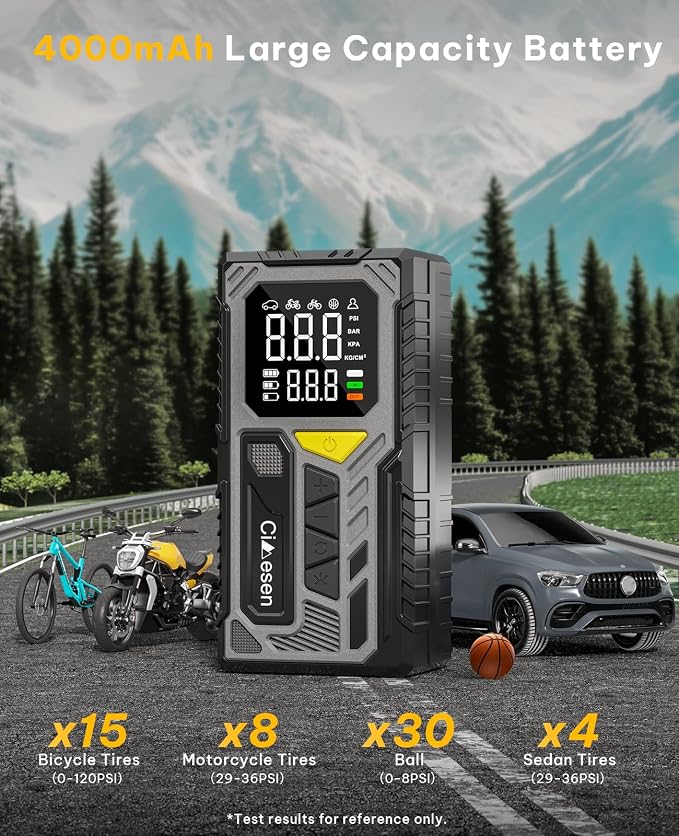 Tire Inflator Portable Air Compressor-150psi Cordless Portable Air Pump for Car Tires Faster Inflation with Tire Pressure Gauge