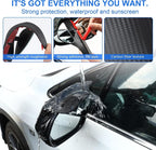 Blind Spot Mirror with Side Mirror Rain Guard, Carbon Fiber 2-in-1 Side Mirror Covers Kit with Wide Angle Adjustable Stick for Cars SUV and Trucks, Pack of 2