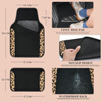 Waterproof Universal Fit Car Floor Mats, Leopard Print Car Mats Fit for SUV,Vans,sedans, Trucks,Set of 4pcs Car Carpet with Driver Heel Pad and Nibs Backing,for Cute Women Girl Brown Leopard