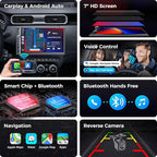 Double Din Car Stereo with 7" HD Touchscreen, Wireless Apple Carplay & Android Auto, Bluetooth, 240W, SWC, Subwoofer Output, Mirror Link, FM/AM Car Radio Receiver, Backup Camera