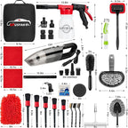 42Pcs Car Wash Cleaning Kit with Foam Gun Sprayer Detailing Brushes Car Vacuum Windshield Cleaning Tool Tire Brush Towels Complete Interior Exterior Detailing Set for Car