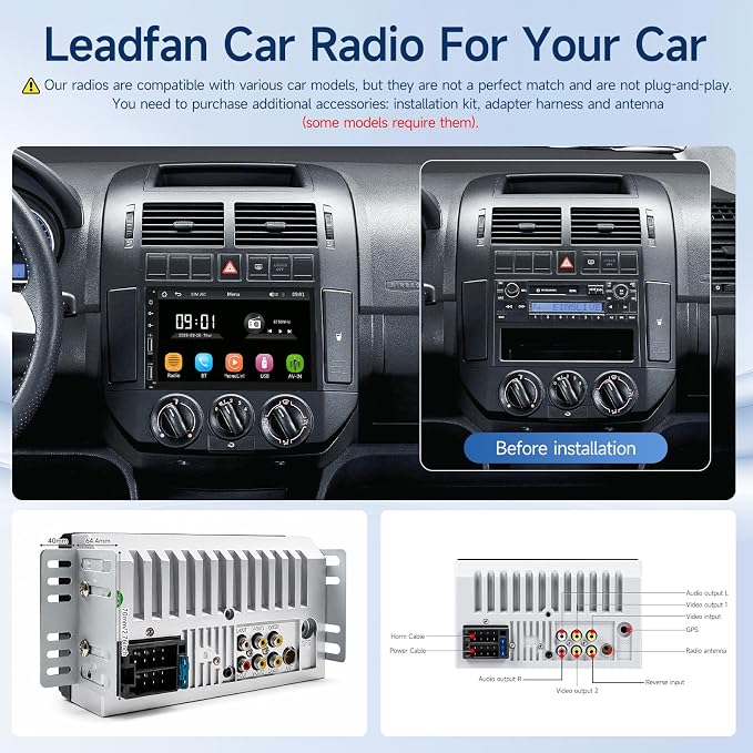 Double Din Car Stereo Radio Support Apple Carplay&Android Auto, 7inch HD Touchscreen Double Din Radio with Bluetooth, Car Audio Receivers, Camera, MirrorLink, FM Radio, 2 USB/TF/AUX/Subwoofer