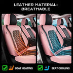 Coverado Car Seat Covers Front Seats, Stylish Waterproof Faux Leather Full Set with Rear Protectors for Sedan SUV Truck, Luxury Fashion Interior – PinkBlack