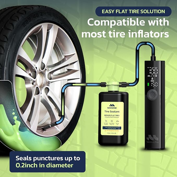 Tire Sealant Instant Flat Tire Repair Kit (15.22oz) – Seals Punctures Up to 0.236 Inch for Cars, Trucks & SUVs – TPMS Safe, All-Weather, Works with Most Inflators, Drive 125mi