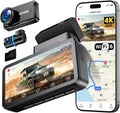 4K Dash Cam Front and Rear, 360° Interior Rear Camera for Cabin, Side & Rear - Dash Camera for Cars with 64GB Card, Low-Light Sensor, Wi-Fi 6 GPS, Touch Screen, HDR WDR, Support 1TB, A80T