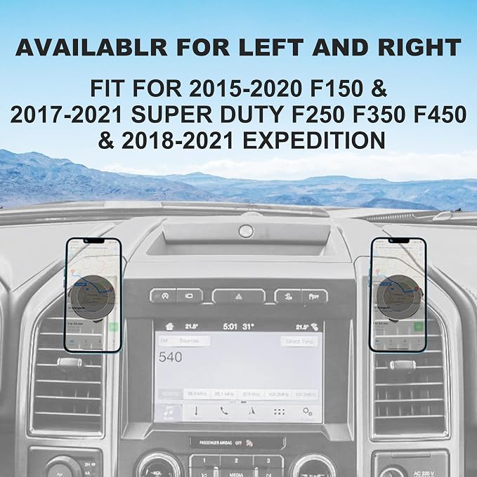 CNC Vent Phone Holder, Magnetic Car Air Vent Phone Holder Cradles Mount Compatible with F150 2015-2020 & Super Duty F250 F350 F450 2017-2021 Universal Bracket Stand for iPhone & Android