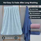Microfiber Bath Towels, Large Bathroom Towel 2 Pack (30" x 60"), Oversized, Soft, Super Absorbent and Fast Drying, Multipurpose Use for Sport, Fitness, Yoga, Diamond Cross Grid Light Blue
