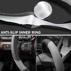 Auto Car Steering Wheel Cover for Hyundai,Tucson,Sonata,Elantra,Santa Fe,Genesis,Sonata Hybrid,Azera,Venue,Kona, 14.5-15 inches(Gray-Standard Size)