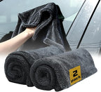 2-Pack Double-Twist Pile Microfiber Towels for Cars 1300 GSM Car Drying Towels (15.75" x 15.75") Ultra Absorbent Microfiber Towel, Streak-Free & Scratch-Free Car Cleaning Supplies with Edgeless Design
